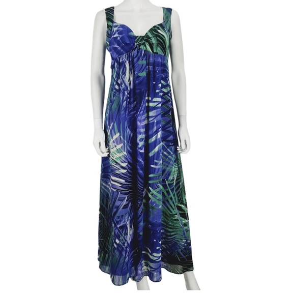 Wallis Dresses & Skirts - Wallis 
Purple Green Pattern Sleeveless Long Dress 
UK 10 
Zip 
Lined